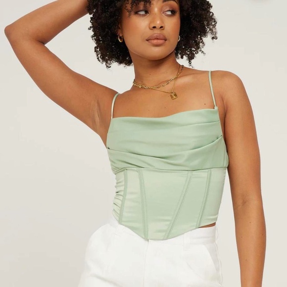 Glassons Satin Mesh Corset Tank - Picture 1 of 5